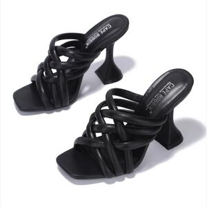 COMING SOON/PREVIEW - Cape Robbin Black Braided Strappy Mule Heels